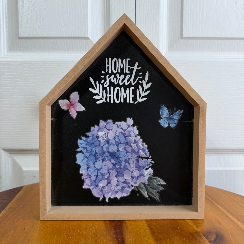 Wood home sweet home floral free standing decor